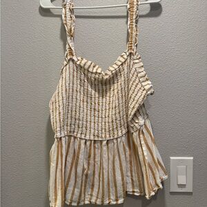 Ava & Viv Striped Tan and White Tank Top